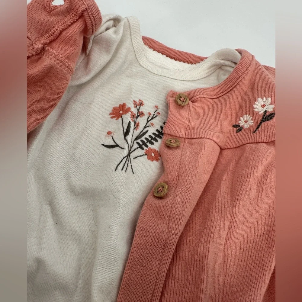 Baby Girl 3-6 Month Outfit Lot Flowers Spring Pink Purple Tahari Carters Infant